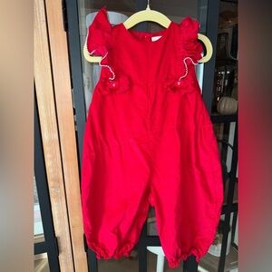 PA Classics Corduroy coverall baby girl ruffle bows Christmas short sleeve